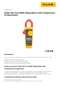 Thumbnail of document Data Sheet - 324 True-RMS Clamp Meter